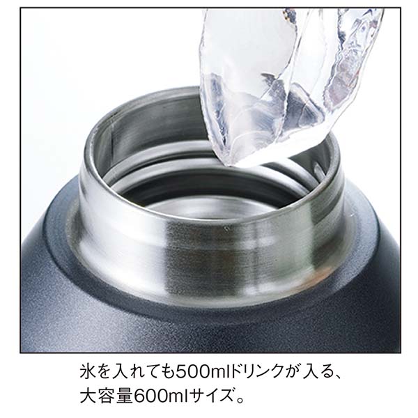 炭酸飲料対応 カラビナハンドル付きステンレスボトル 600ml