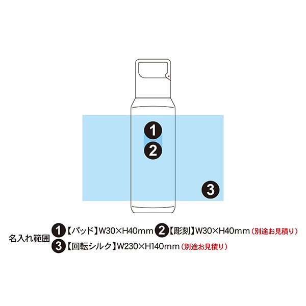 炭酸飲料対応 カラビナハンドル付きステンレスボトル 600ml