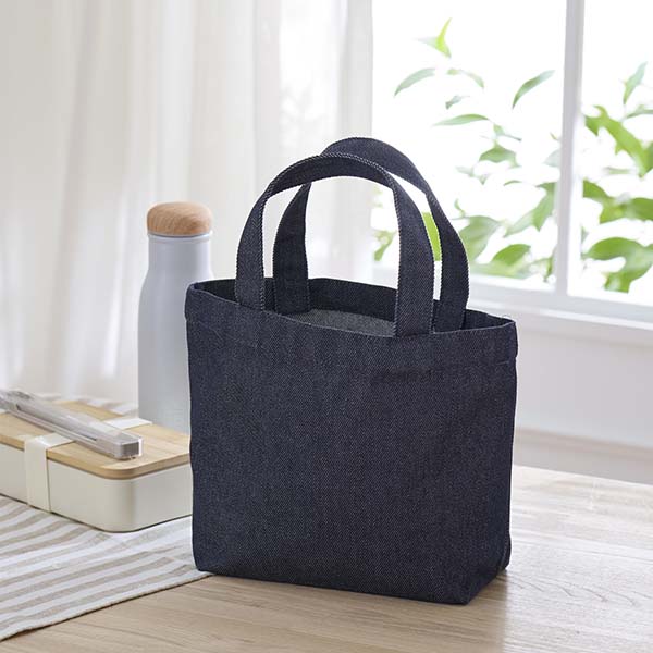 スフィア・リサイクルデニム ランチトートバッグ（マチ付）