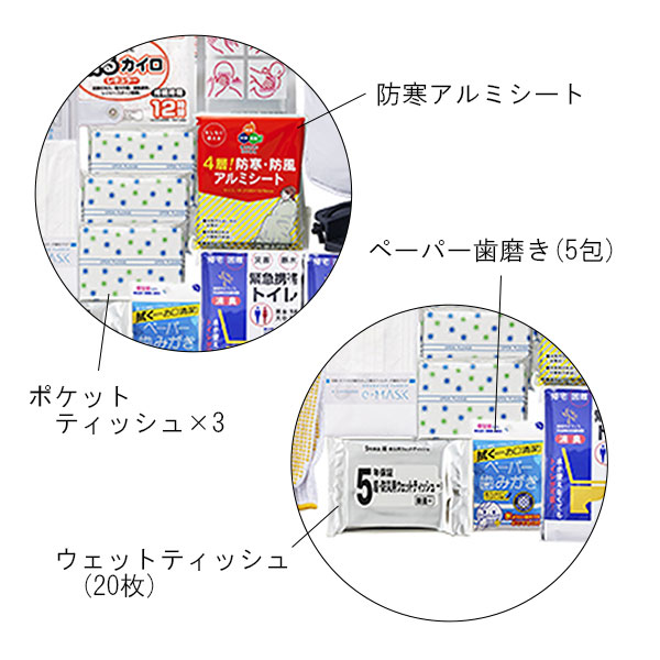 キャリー付リュック入り 23点防災セット【乾電池式ライト付】