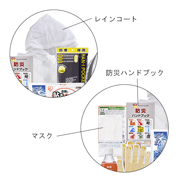 ワンショルダーバッグ入り 緊急避難用防災セット（ヘルメット入り） 16点