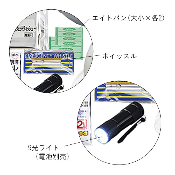 ワンショルダーバッグ入り 緊急避難用防災セット（ヘルメット入り） 16点
