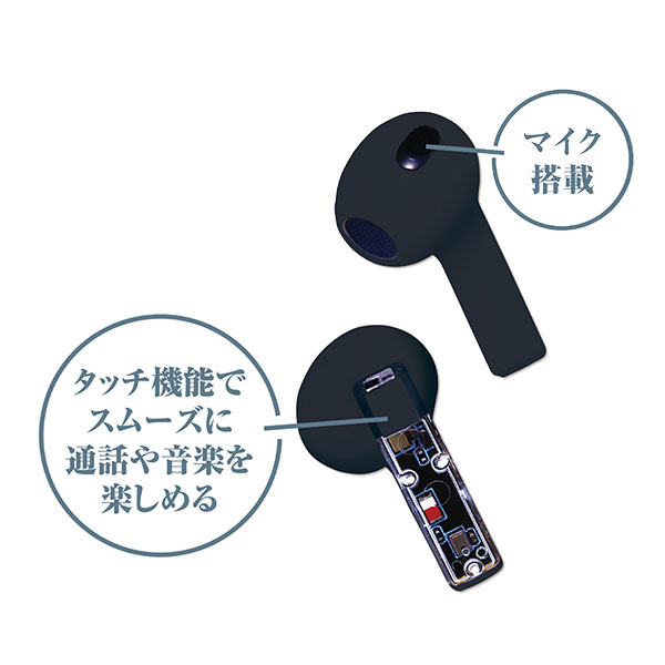 HIDISC マイク搭載完全ワイヤレスイヤホン スケルトン