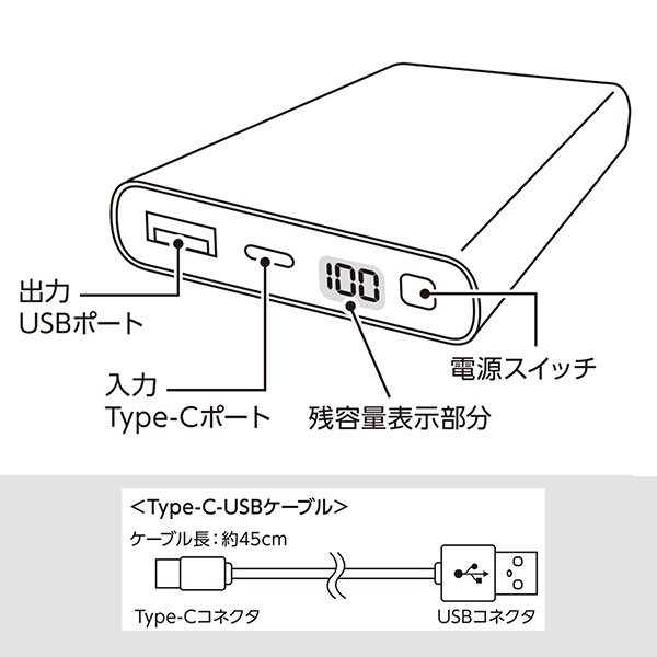 モバイルチャージャー10000 デジタル表示付