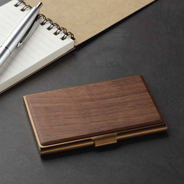 ウッド＆ステンレス製 名刺入れ