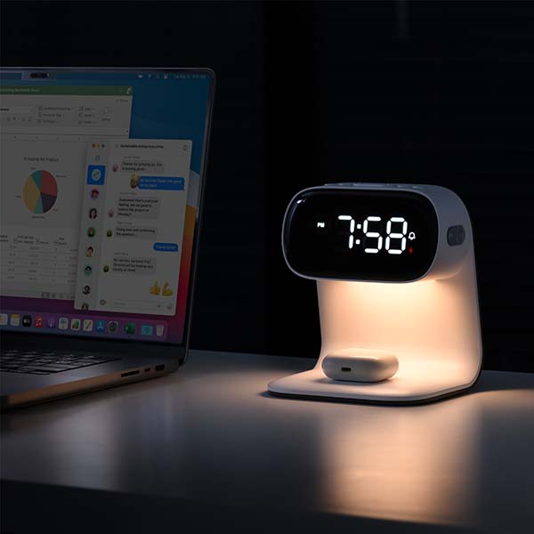 ワイヤレスチャージングクロック with ベッドライト