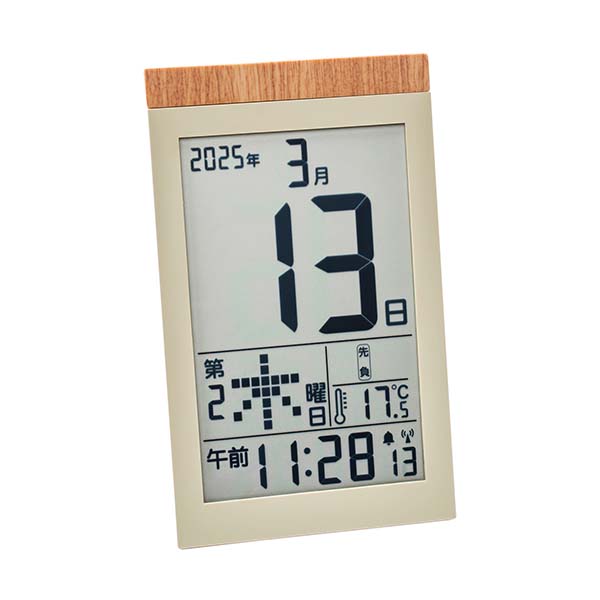 デジタル日めくりカレンダー付電波時計