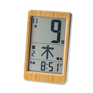 天然竹使用 ポケットサイズの日めくり電波時計