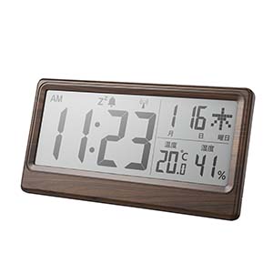 温湿度表示付き 木目調電波時計 大画面タイプ