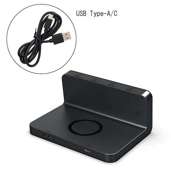 Qi対応 ワイヤレスチャージング機能付マルチタスククロック ワイヤレス＆USB充電