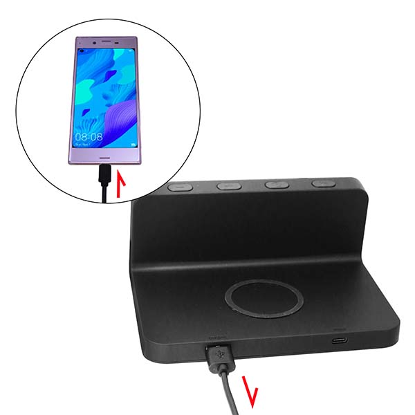 Qi対応 ワイヤレスチャージング機能付マルチタスククロック ワイヤレス＆USB充電