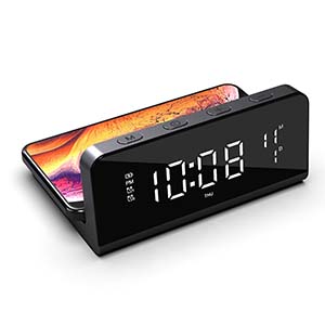 Qi対応 ワイヤレスチャージング機能付マルチタスククロック ワイヤレス＆USB充電