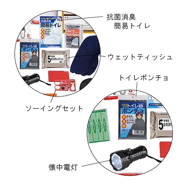 災害対策 23点スクエア型リュック入り防災セット