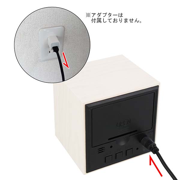 ホワイトウッド 木目調LEDクロック
