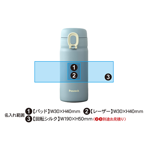 ピーコック ワンタッチ式 ステンレスボトル 350ml AET-35