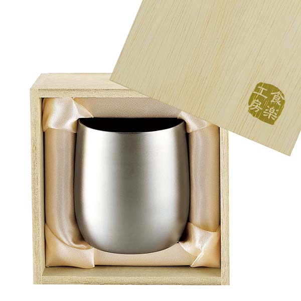 【Made in 燕】チタン製 二重構造ロックカップ 霞 250ml 木箱入り