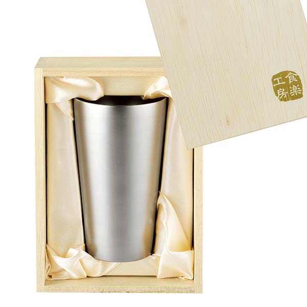 【Made in 燕】チタン製 二重構造タンブラー 霞 240ml 木箱入り