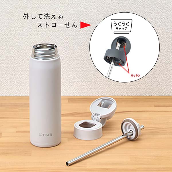 タイガー 保冷専用 真空断熱ステンレス製ストローボトル 750ml MTS-W075