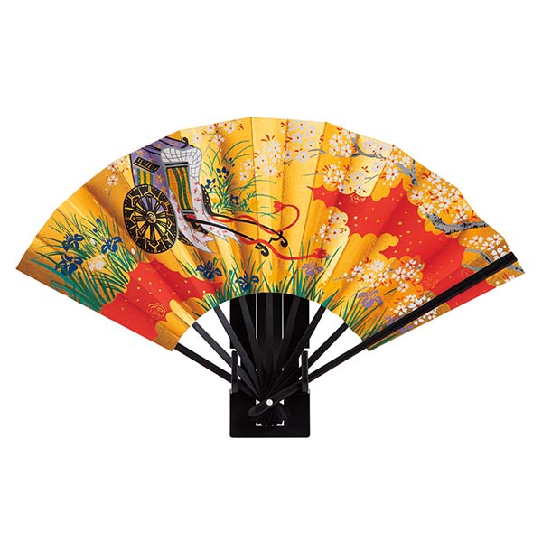 金地飾り扇子 金箔地黒骨 7.5寸9間
