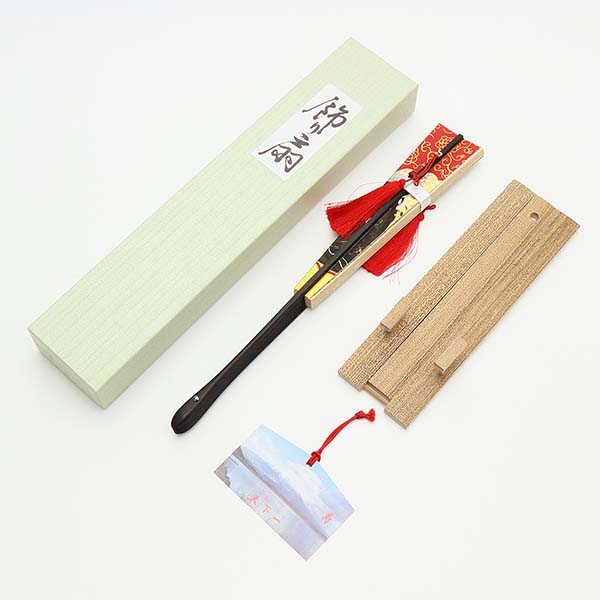 金地飾り扇子 金箔地黒骨 1尺2寸10間